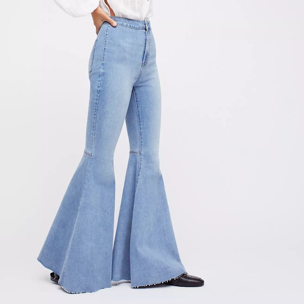 Free People We the Free Just Float On Flare Jeans in Bermondsey Blue